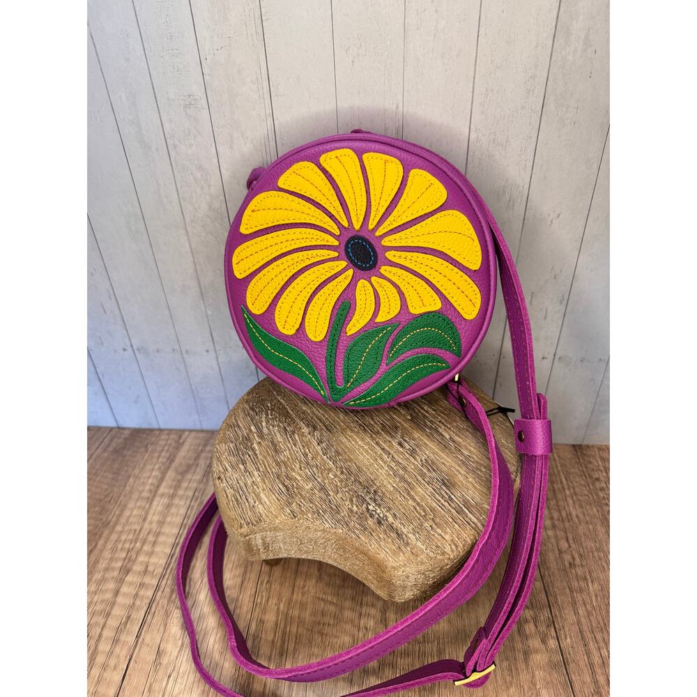 Portland Leather Limited Edition Wildflower Circle Crossbody Bag CATTLEYA Bag - Picture 3 of 7